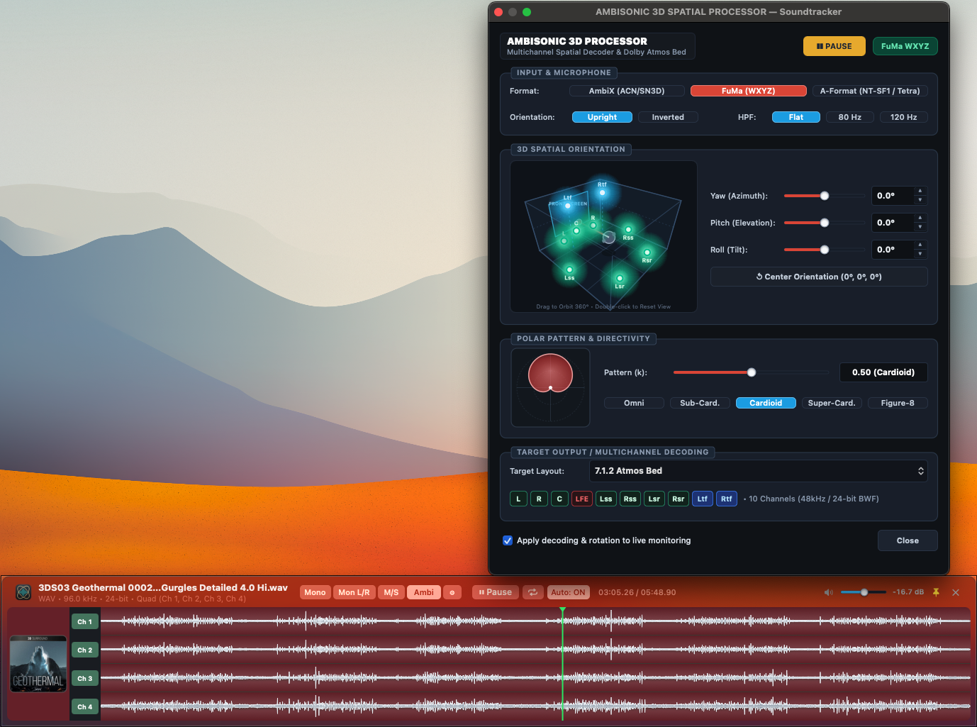 Soundtracker Ambisonic 3D spatial processor
